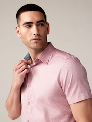 Damson Pink Regular Fit Trimmed Formal Short Sleeve Shirt - Image 1 of 6