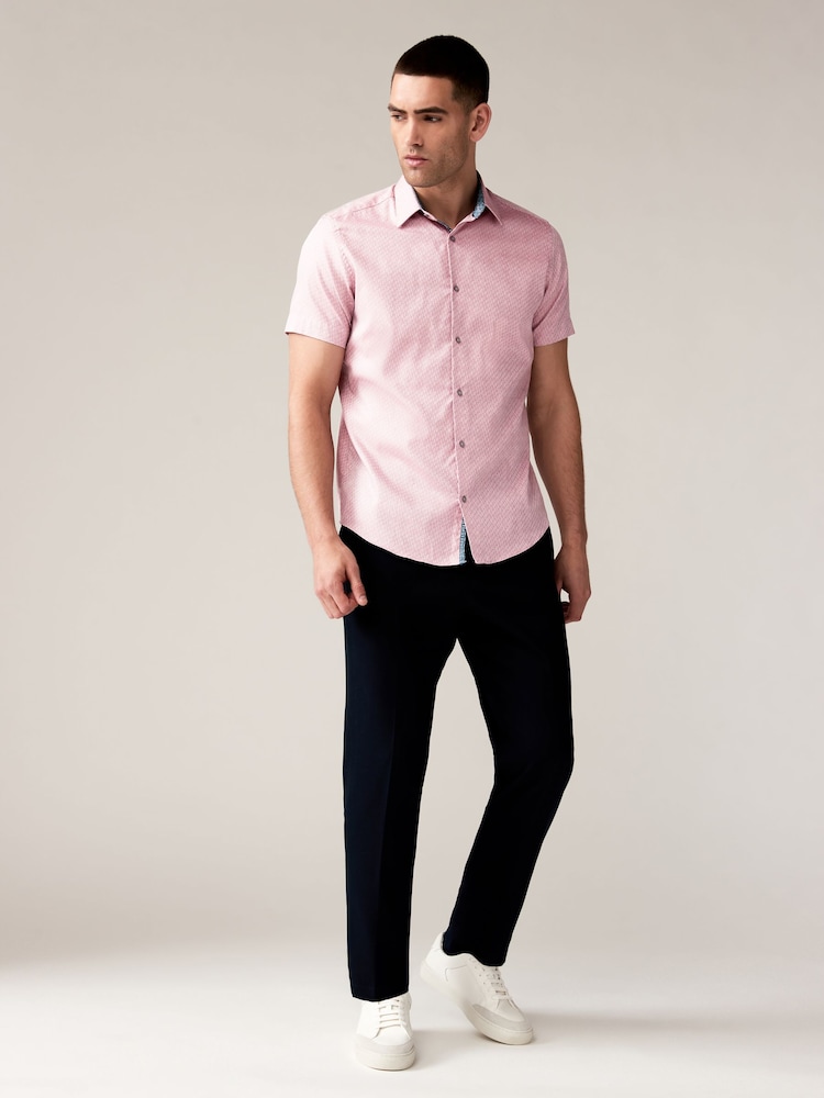 Damson Pink Regular Fit Trimmed Formal Short Sleeve Shirt - Image 2 of 6