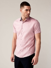 Damson Pink Regular Fit Trimmed Formal Short Sleeve Shirt - Image 4 of 6