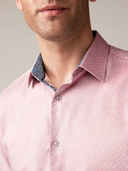 Damson Pink Regular Fit Trimmed Formal Short Sleeve Shirt - Image 5 of 6