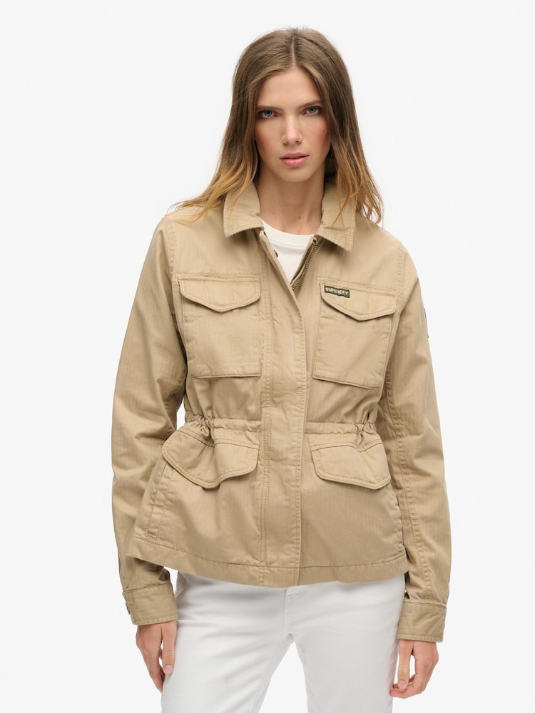 Superdry Canyon Beige Military Lined 100% Cotton Jacket - Image 2 of 6