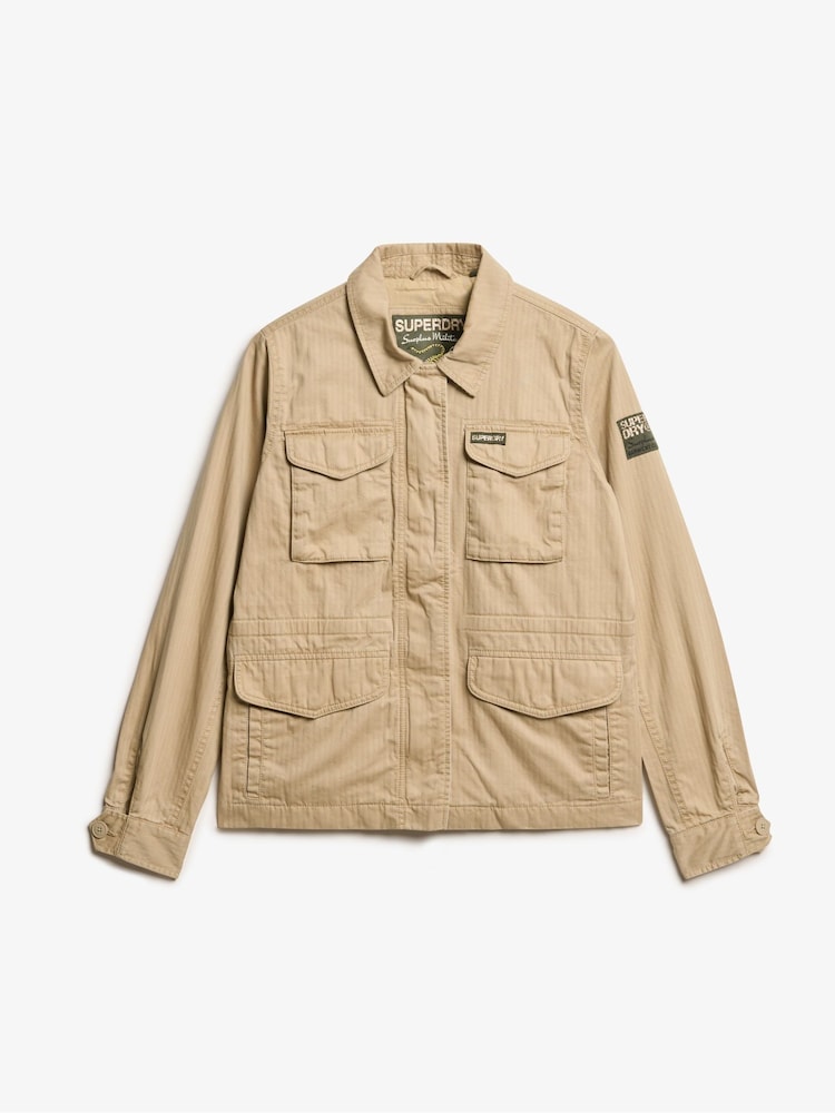 Superdry Canyon Beige Military Lined 100% Cotton Jacket - Image 5 of 6