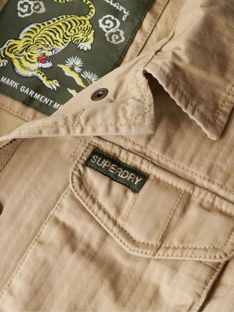 Superdry Canyon Beige Military Lined 100% Cotton Jacket - Image 6 of 6