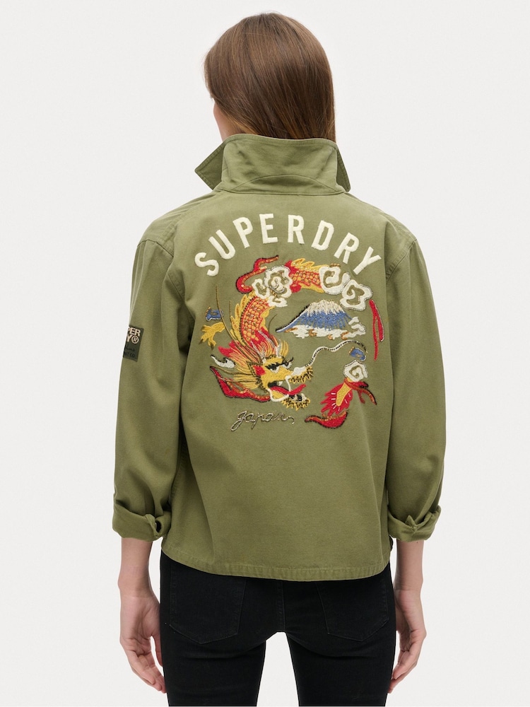 Superdry Wild Khaki St Tropez Military 100% Cotton Shirt - Image 2 of 4