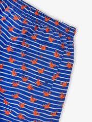 JoJo Maman Bébé Blue Stripe & Orange Crab Print Men's Print Swim Shorts - Image 2 of 4