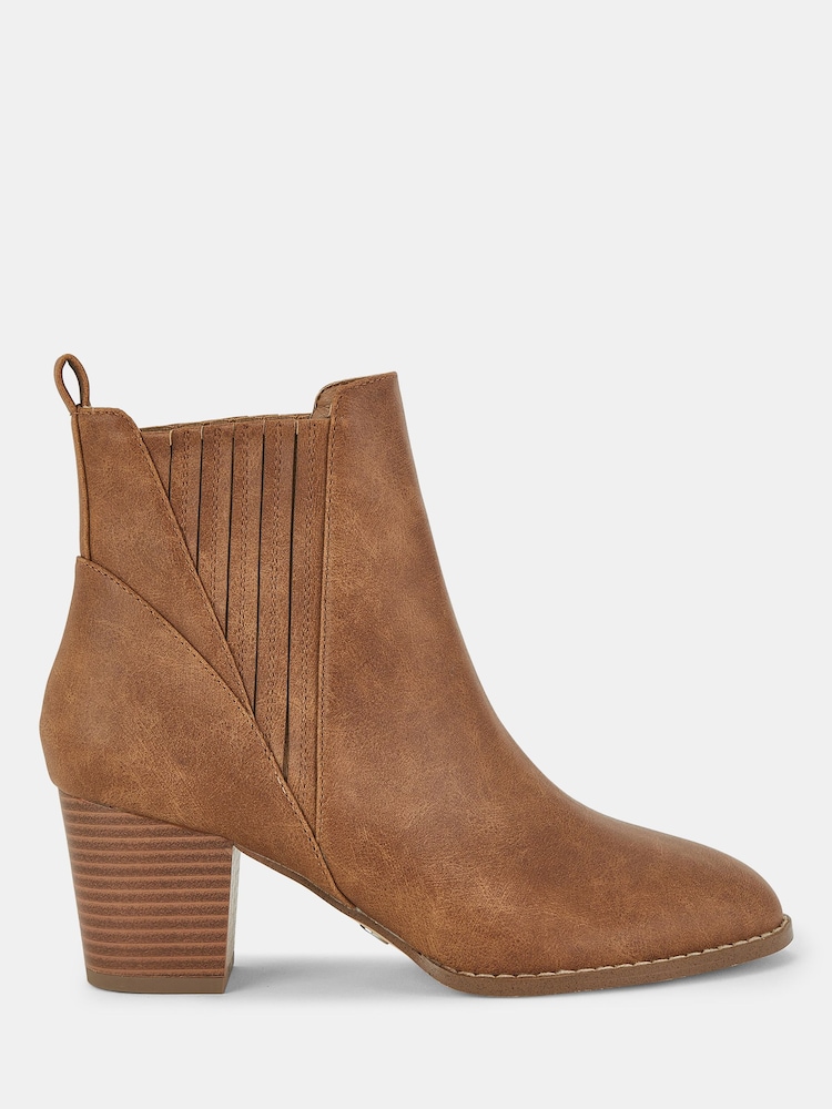 Novo Brown Regular Fit Devan Block Heel Chelsea Boots - Image 2 of 4