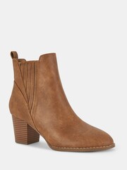 Novo Brown Regular Fit Devan Block Heel Chelsea Boots - Image 3 of 4