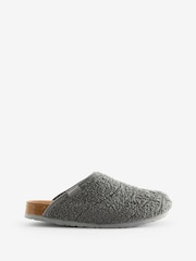 Dunlop Grey Teddy Faux Fur Full Toe Ladies Slippers - Image 1 of 5