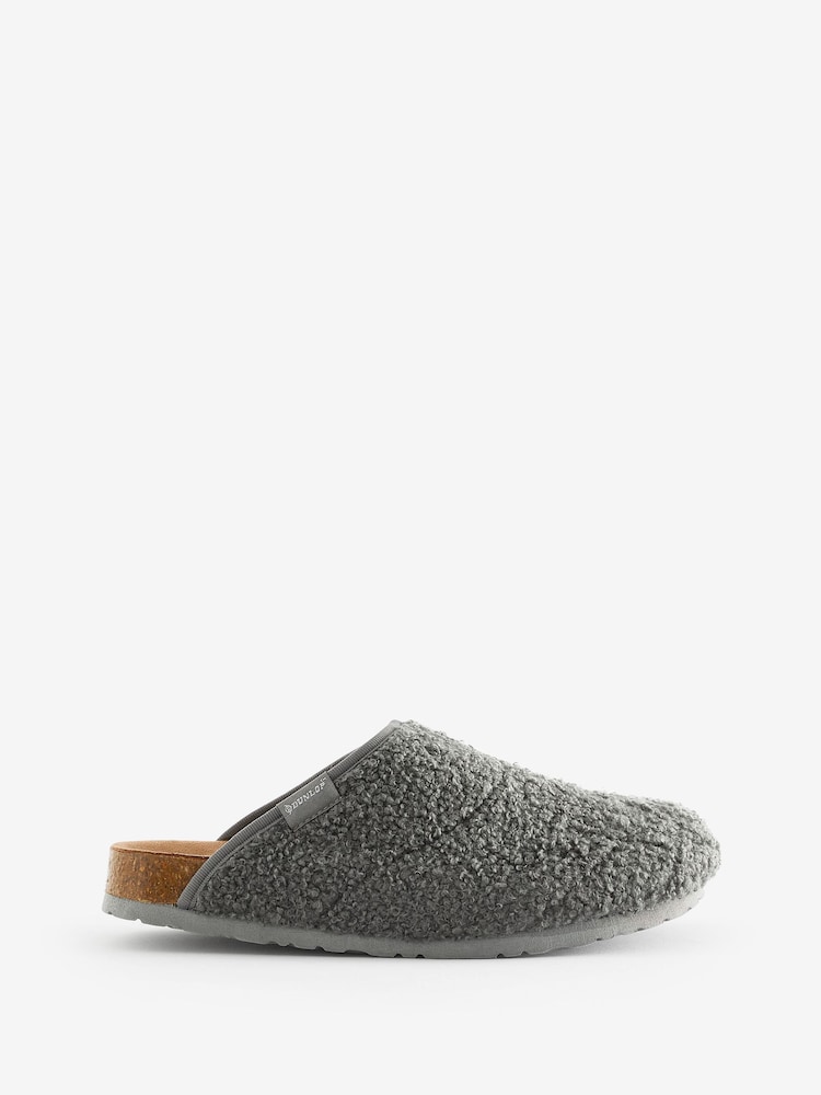Dunlop Grey Teddy Faux Fur Full Toe Ladies Slippers - Image 1 of 5