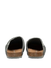 Dunlop Grey Teddy Faux Fur Full Toe Ladies Slippers - Image 4 of 5