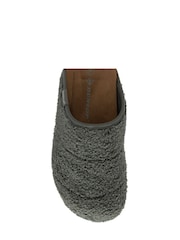 Dunlop Grey Teddy Faux Fur Full Toe Ladies Slippers - Image 5 of 5