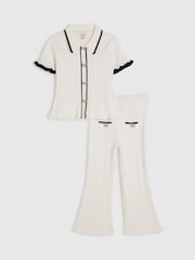 Crema - River Island Peplum Top & Kickflare Set - Imagen 1 de 5