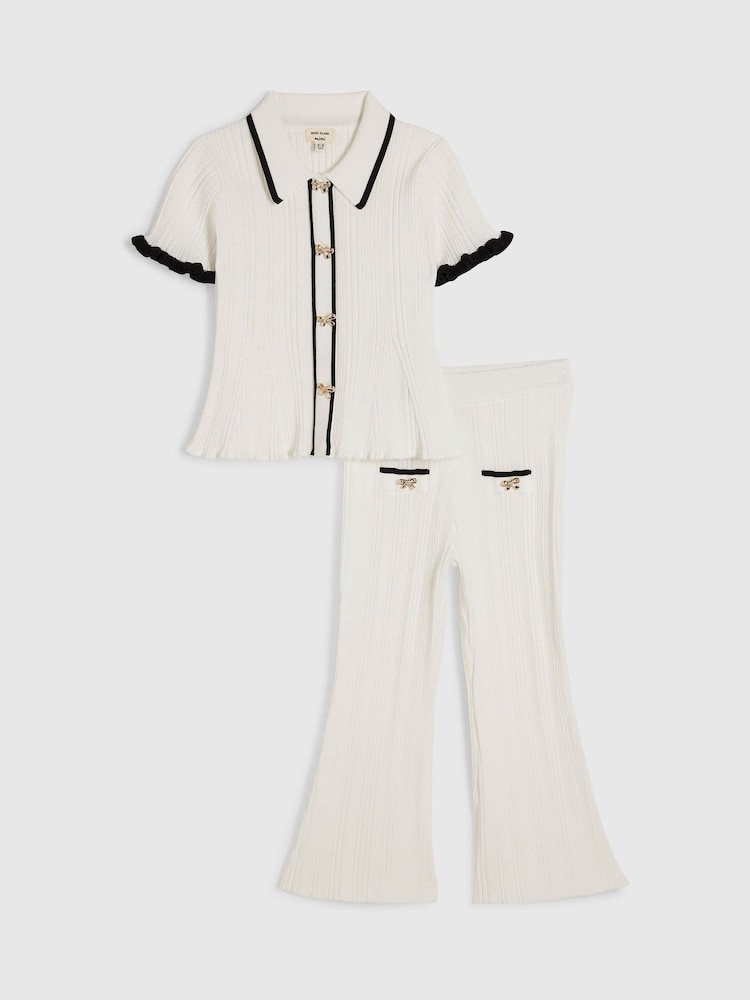 Crema - River Island Peplum Top & Kickflare Set - Imagen 1 de 5 Crema - River Island Peplum Top & Kickflare Set - Imagen 1 de 5