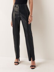 Urban Code Black Faux Leather Front Split Leggings - Image 1 of 7