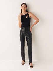 Urban Code Black Faux Leather Front Split Leggings - Image 2 of 7
