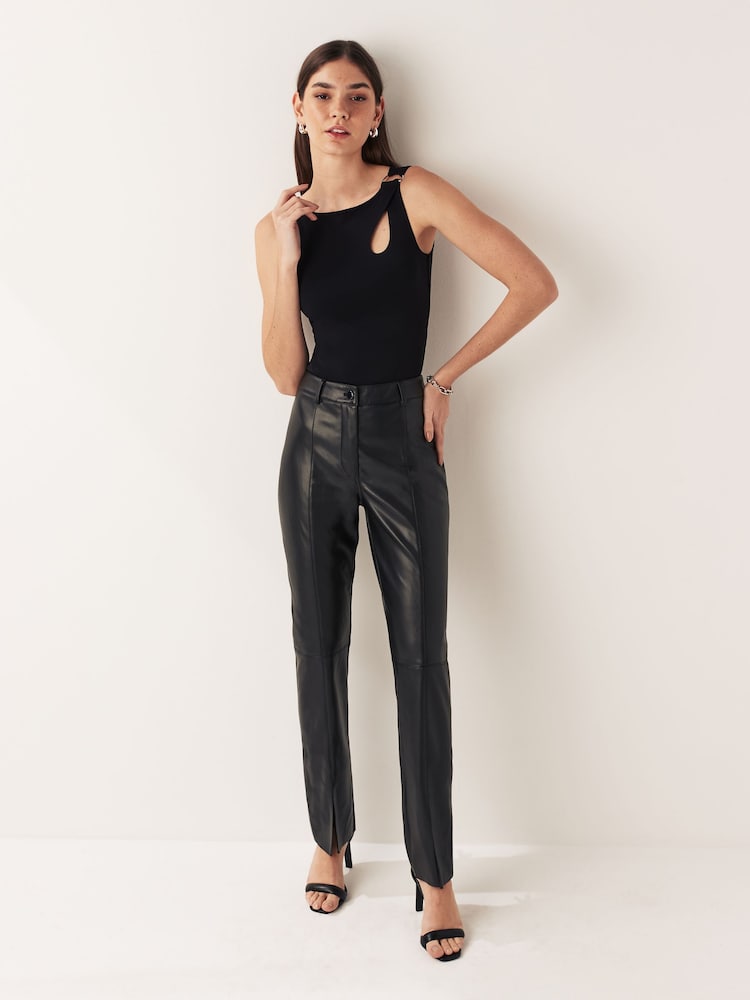 Urban Code Black Faux Leather Front Split Leggings - Image 2 of 7
