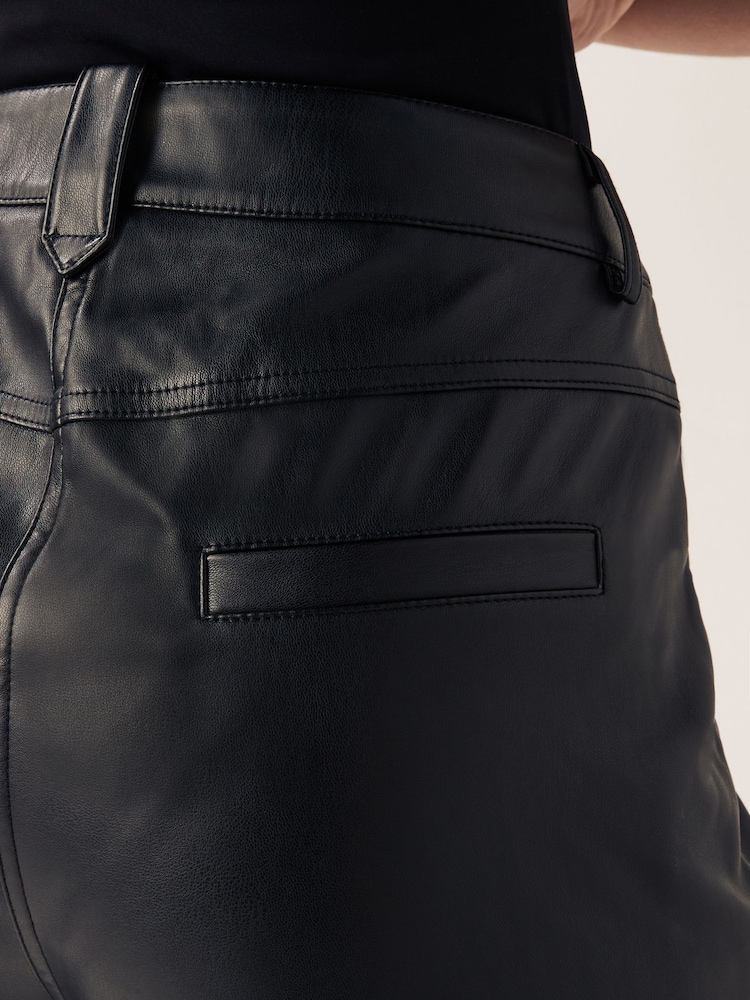 Urban Code Black Faux Leather Front Split Leggings - Image 5 of 7