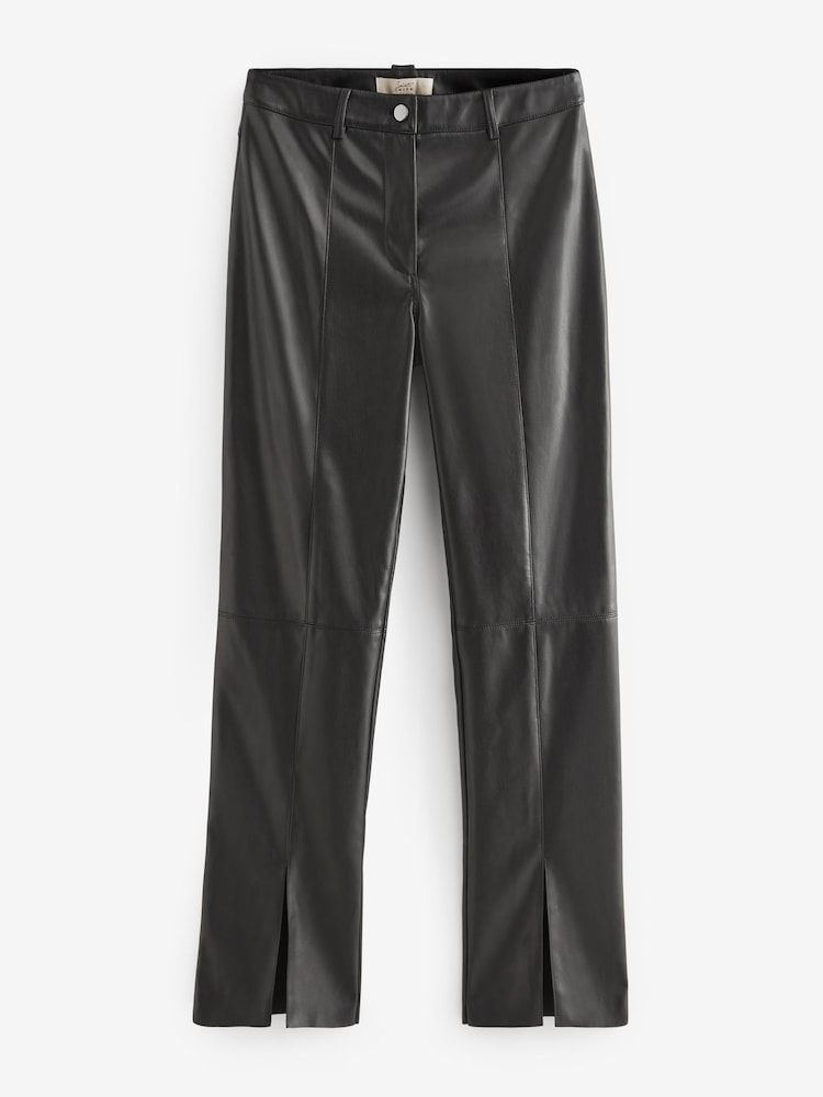 Urban Code Black Faux Leather Front Split Leggings - Image 7 of 7