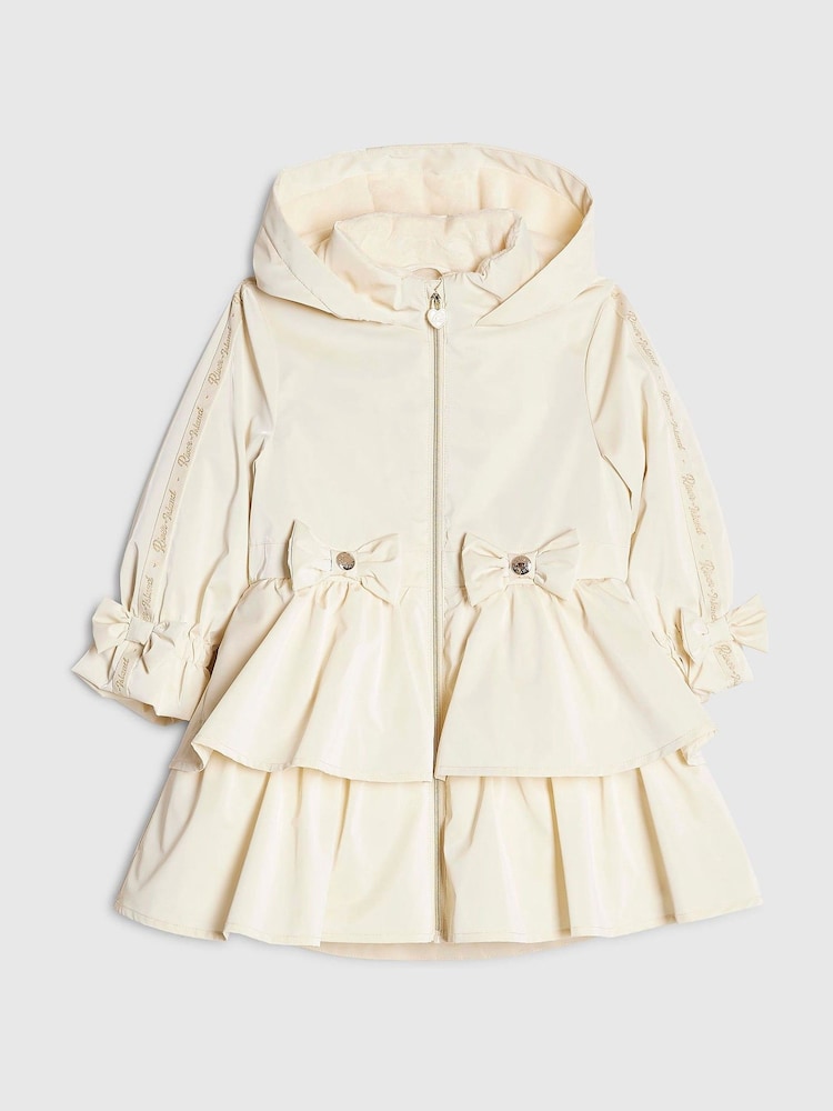 River Island Cream Frill Bow Raincoat - Image 1 of 4 River Island Cream Frill Bow Raincoat - Image 1 of 4