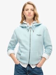 Superdry Winter Sky Blue Essential Logo Zip Hoodie - Image 1 of 6