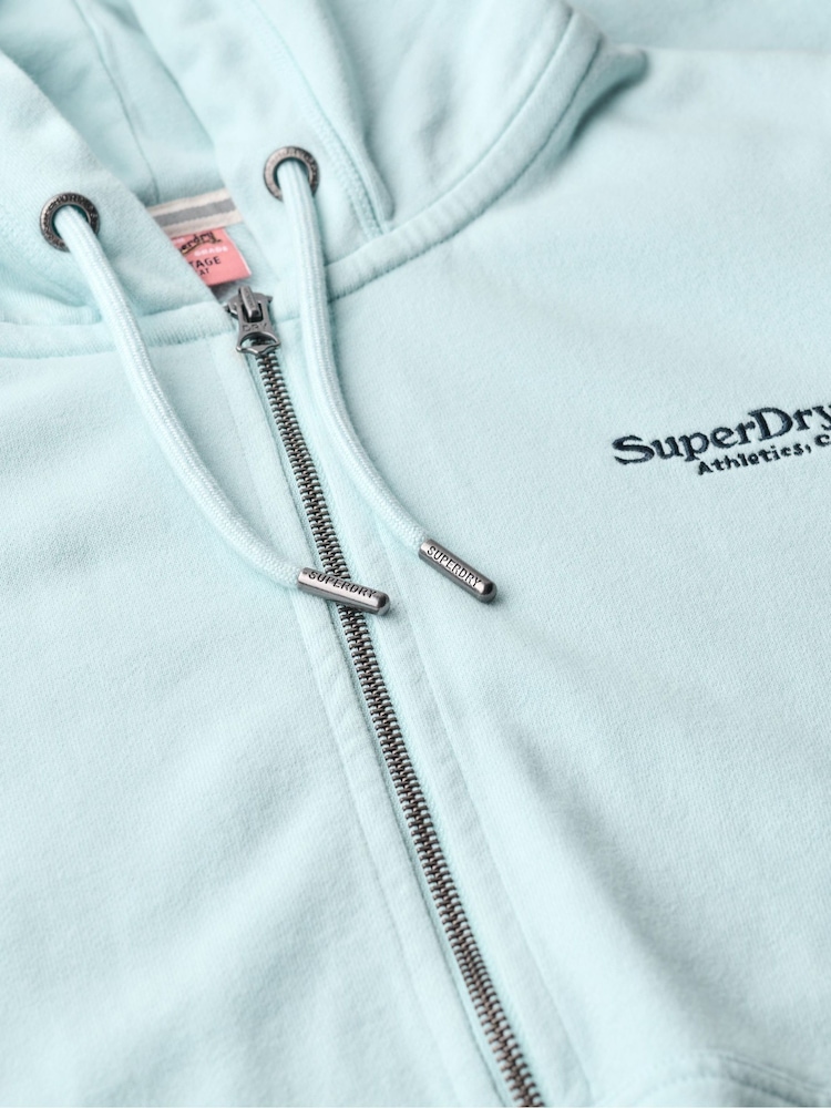 Superdry Winter Sky Blue Essential Logo Zip Hoodie - Image 6 of 6