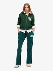 Superdry Enamel Green 100% Cotton Athletic Relaxed Crop Zip Hoodie - Image 2 of 6