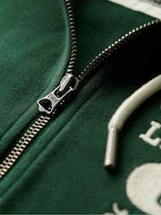 Superdry Enamel Green 100% Cotton Athletic Relaxed Crop Zip Hoodie - Image 5 of 6