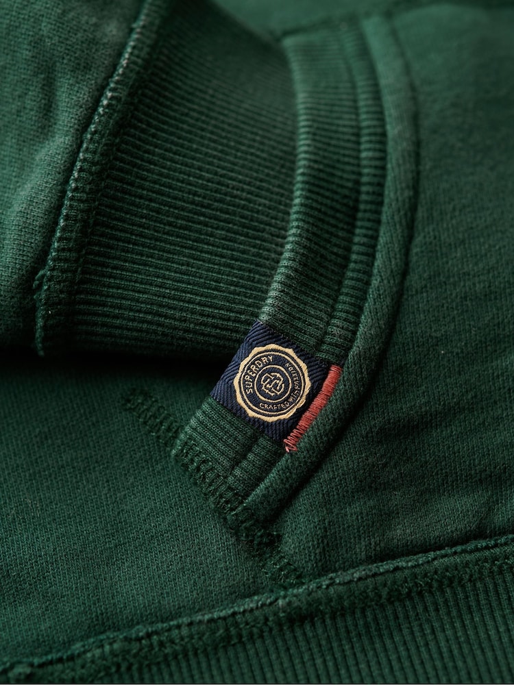 Superdry Enamel Green 100% Cotton Athletic Relaxed Crop Zip Hoodie - Image 6 of 6