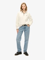 Superdry Off White Essential Half Zip Sweatshirt - Image 2 of 4