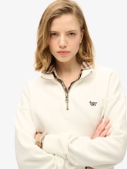 Superdry Off White Essential Half Zip Sweatshirt - Image 3 of 4
