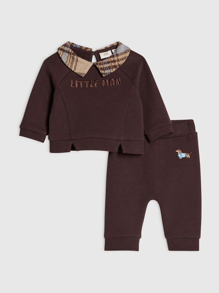 River Island Brown Handsome Little Man Top & Joggers Set