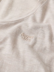 Superdry Light Oat Marl Scoop Neck 100% Cotton T-Shirt - Image 5 of 5