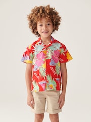 Little Bird by Jools Oliver Red 100% Cotton Colourful Hawaiian Shirt - Image 1 of 11