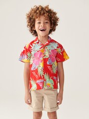 Little Bird by Jools Oliver Red 100% Cotton Colourful Hawaiian Shirt - Image 2 of 11