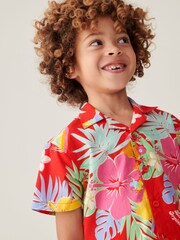 Little Bird by Jools Oliver Red 100% Cotton Colourful Hawaiian Shirt - Image 4 of 11