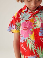 Little Bird by Jools Oliver Red 100% Cotton Colourful Hawaiian Shirt - Image 5 of 11