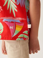 Little Bird by Jools Oliver Red 100% Cotton Colourful Hawaiian Shirt - Image 6 of 11