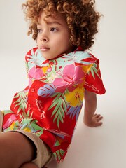 Little Bird by Jools Oliver Red 100% Cotton Colourful Hawaiian Shirt - Image 7 of 11
