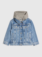 River Island Blue Hooded Denim Jacket - Image 1 of 5