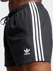adidas Originals Black Adicolor 3-Stripes 5-Inch Swim Shorts - Image 4 of 6