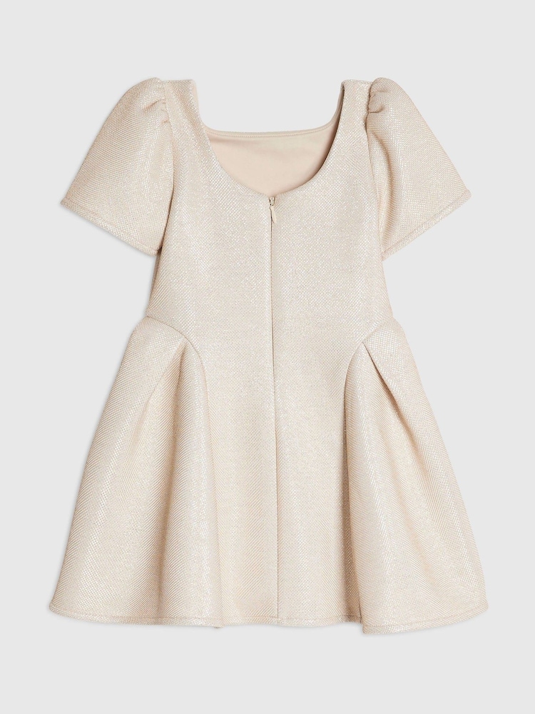 River Island Cream Glitter Bow Dress - Image 2 of 4 River Island Cream Glitter Bow Dress - Image 2 of 4