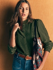Boden Green Broderie Cotton Top - Image 1 of 5