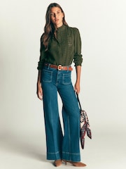 Boden Green Broderie Cotton Top - Image 4 of 5