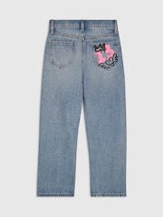 River Island Blue Amour Graffiti Straight Leg Jeans - Image 2 of 4