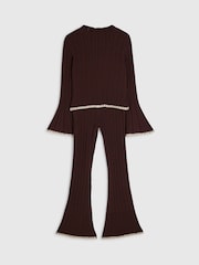 River Island Brown Whipstitch Top & Kickflare Set - Image 3 of 5
