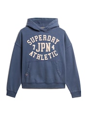 Superdry Mariner Navy Athletic Applique Oversize 100% Cotton Hoodie - Image 4 of 6