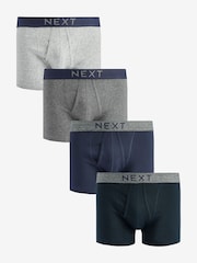 Grey/Navy 4 pack A-Front Pure 100% Cotton Boxers - Image 1 of 6