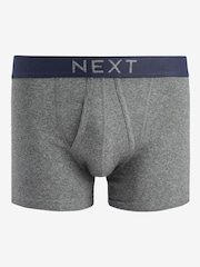 Grey/Navy 4 pack A-Front Pure 100% Cotton Boxers - Image 4 of 6