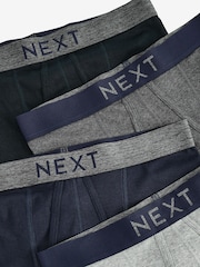 Grey/Navy 4 pack A-Front Pure 100% Cotton Boxers - Image 6 of 6