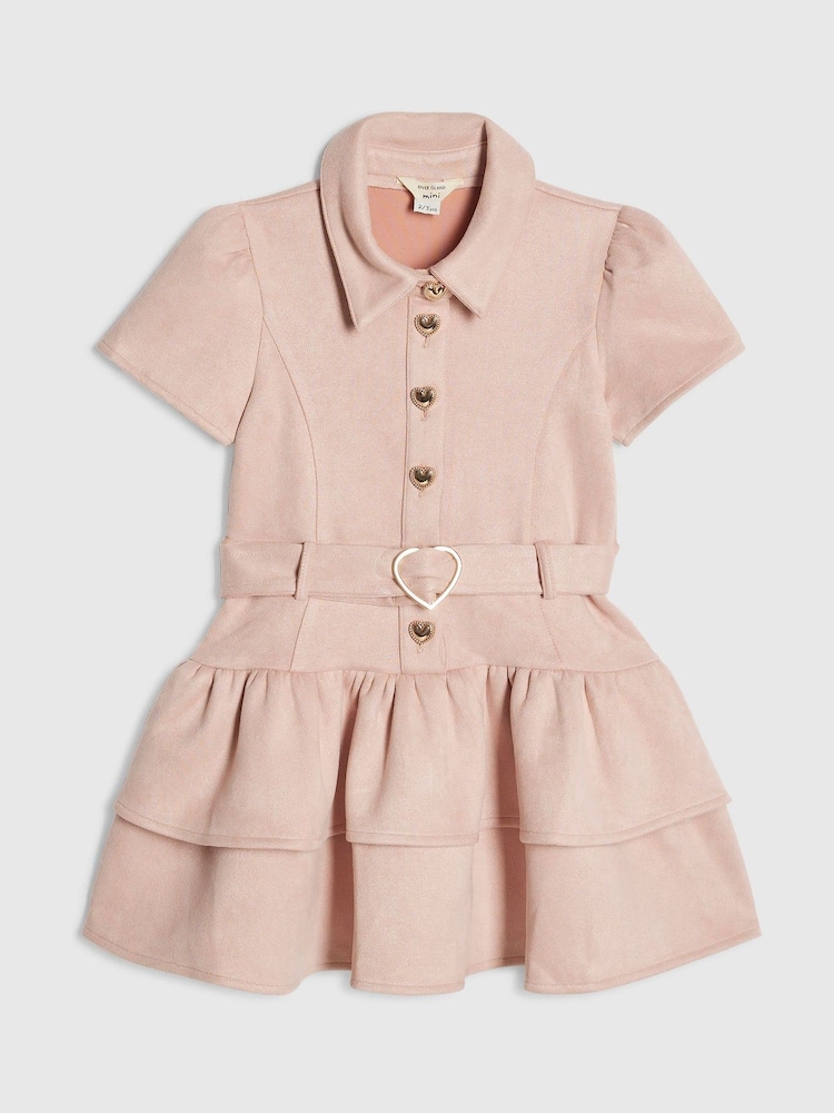 River Island Pink Suedette Prom Dress - Image 1 of 4